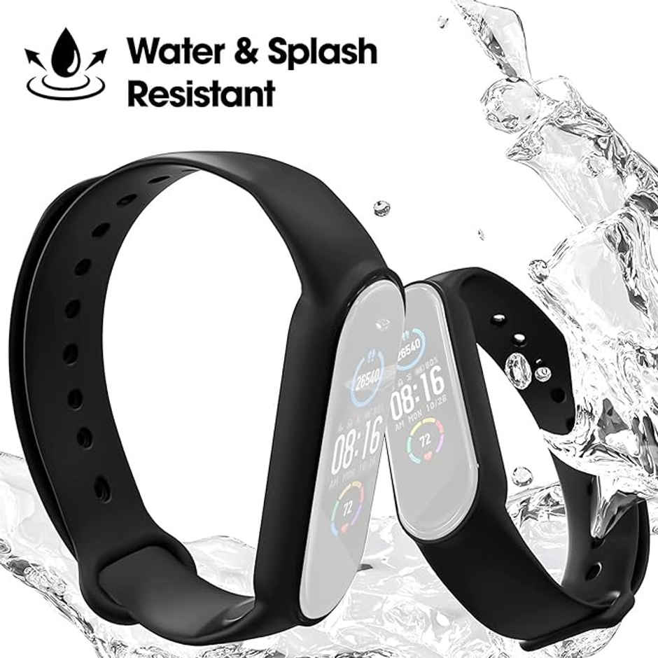 Sounce Adjustable Silicone Strap for Xiaomi Mi Band 5 | Not for Mi Band 3-4 (Black, Only Strap)