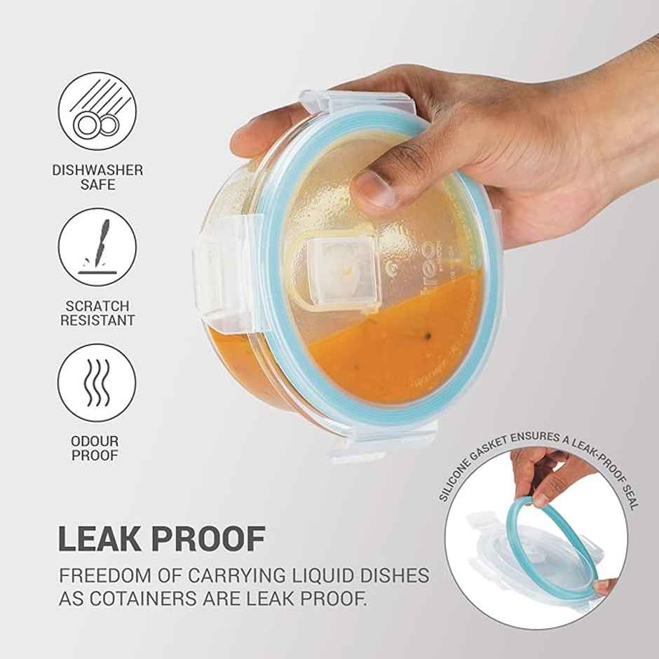 Treo By Milton All Fresh Borosilicate Glass Tiffin, 380 ml, Set Of 2, Transparent