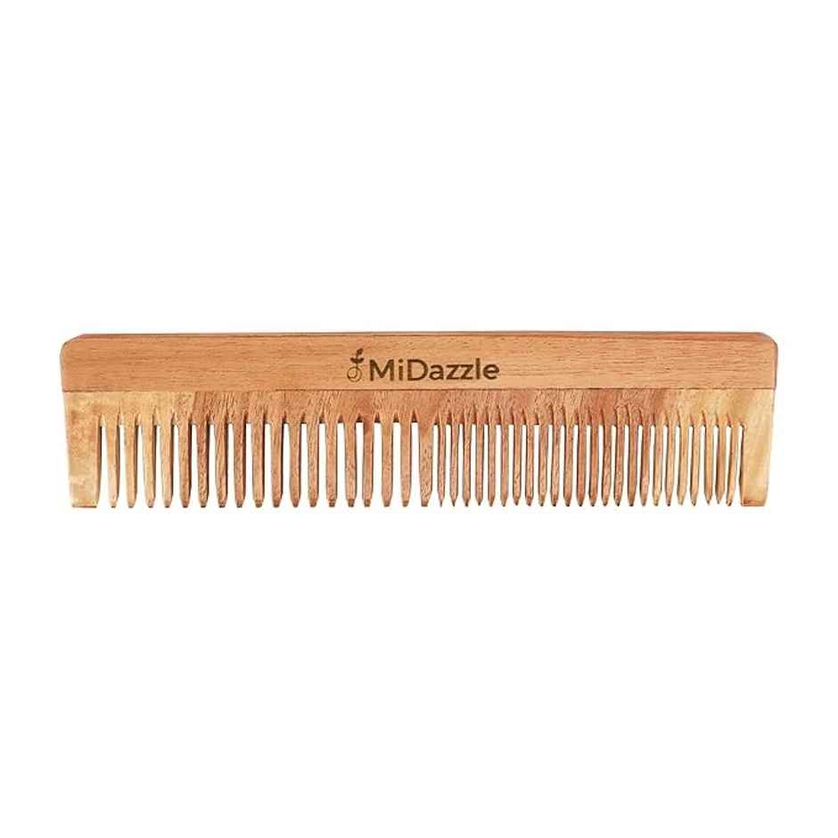 Midazzle Organic Kacchi Neem Wooden Grooming Comb 2in1 |MINC2105