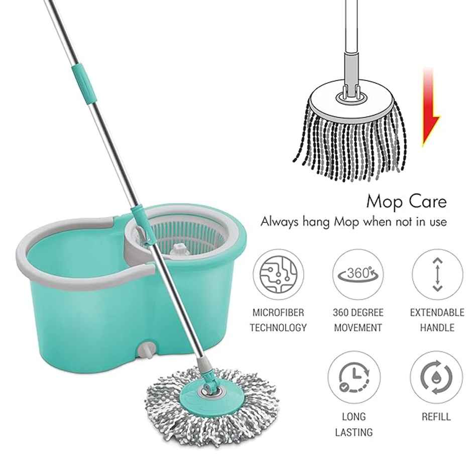 Spotzero By Milton Ace Spin Mop, Aqua Green