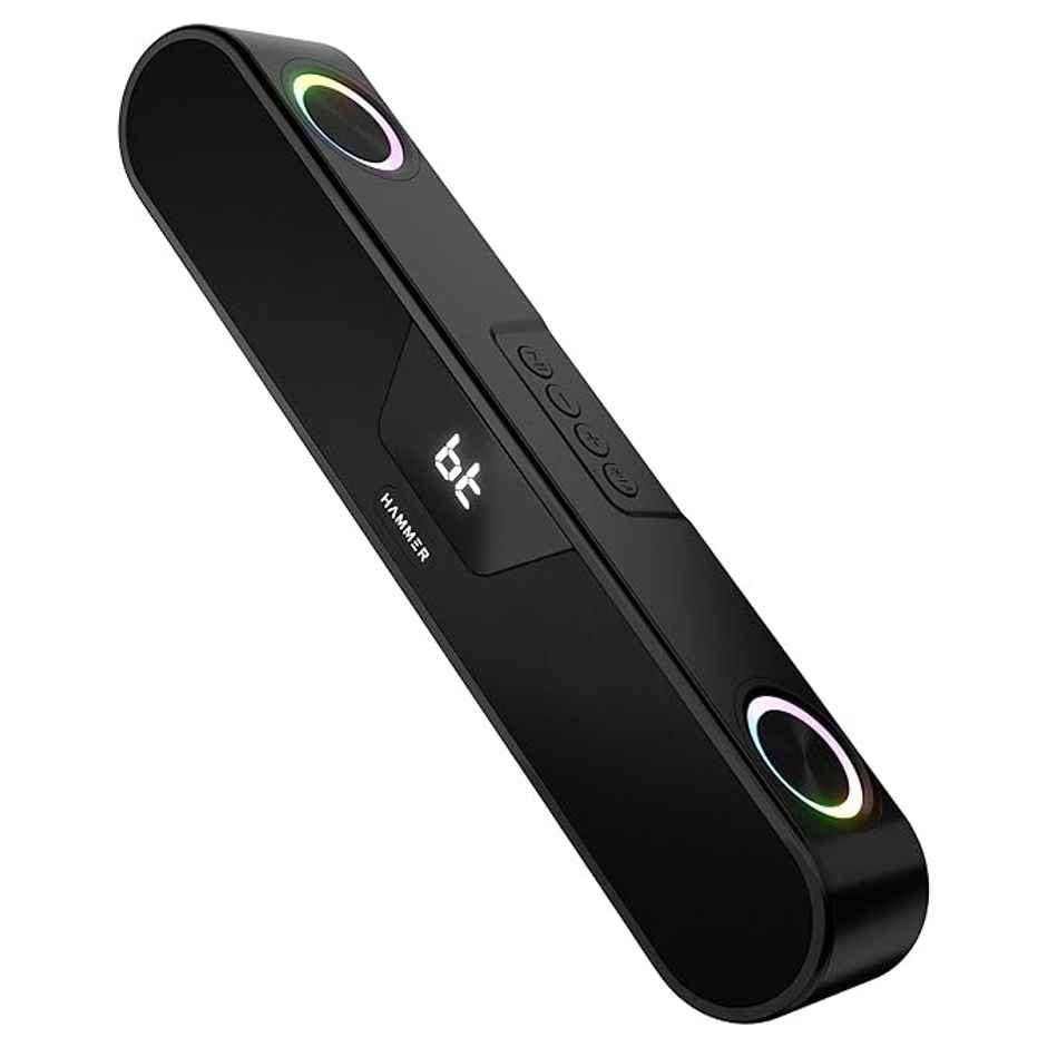Hammer Beatbox Bluetooth Soundbar 24W Output| Rgb Lights| Aux| Tws Connectivity| 52Mm Drivers Black