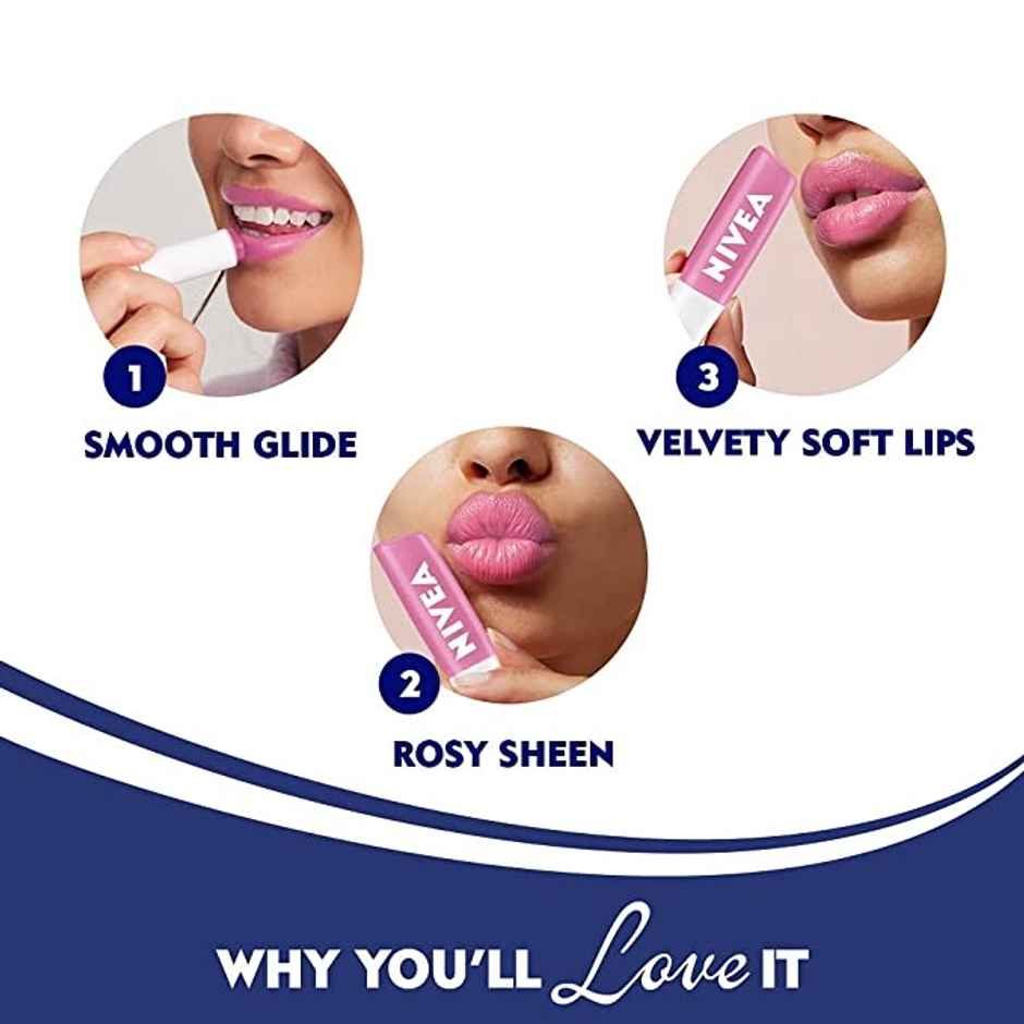 Nivea Lip Balm Soft Rose for 24h Moisture with Natural Oils Delicate Rose Shine