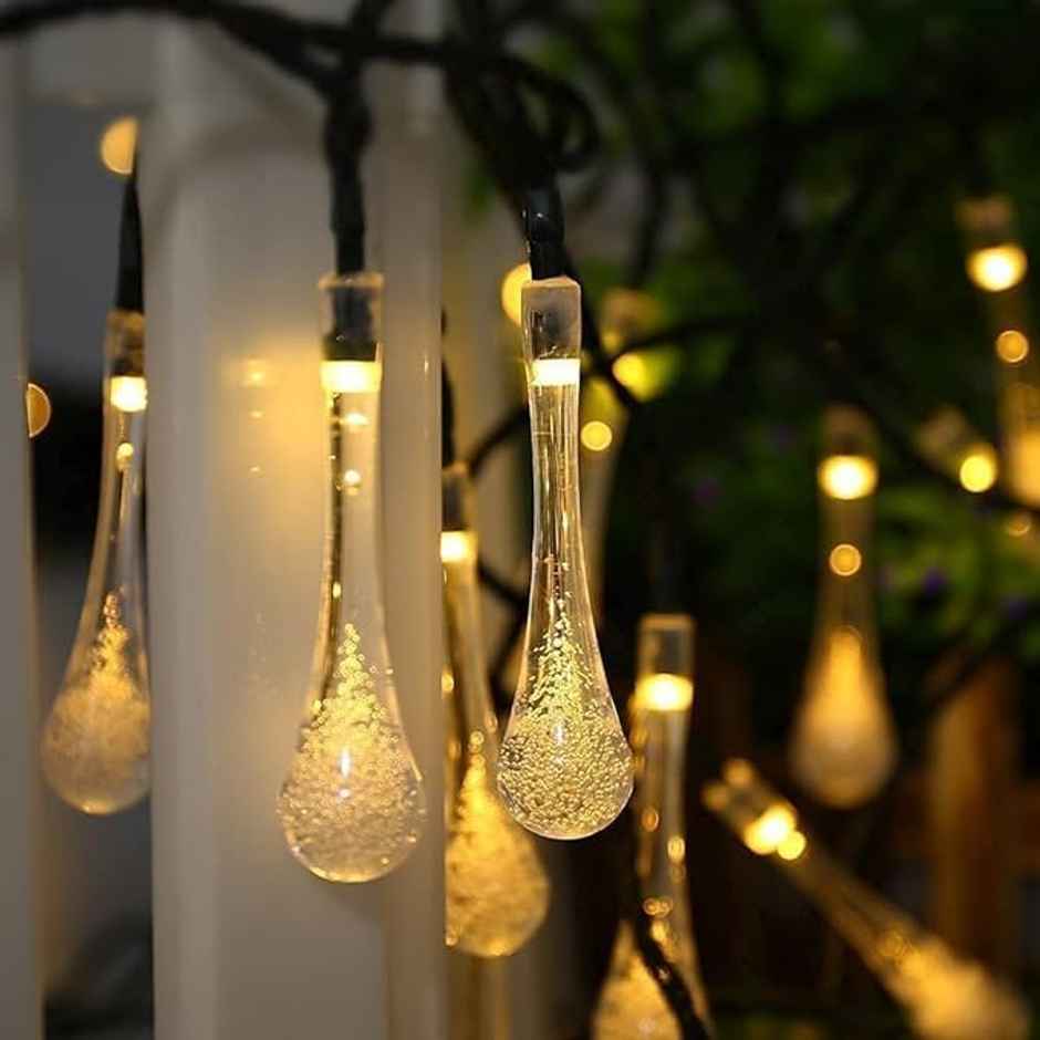 Desidiya Led Water Drop String Light - Warm White Delicate Raindrop Design For A Soothing Glow