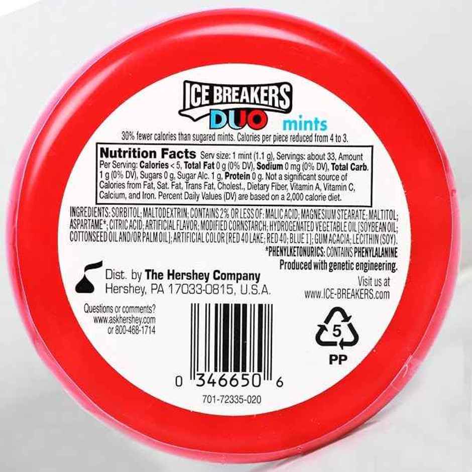 Ice Breakers Duo Strawberry Sugar Free Mint Candies