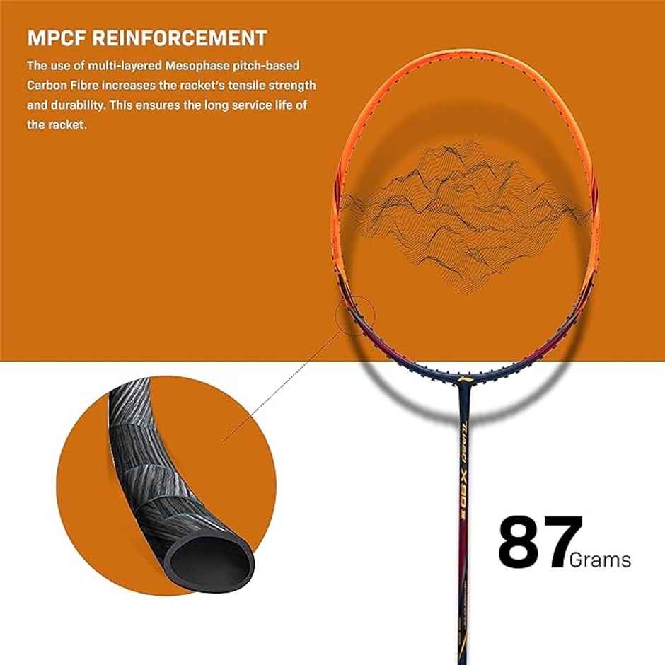 Li-Ning Turbo X Iii Carbon Fibre Strung Badminton Racket with Full Cover