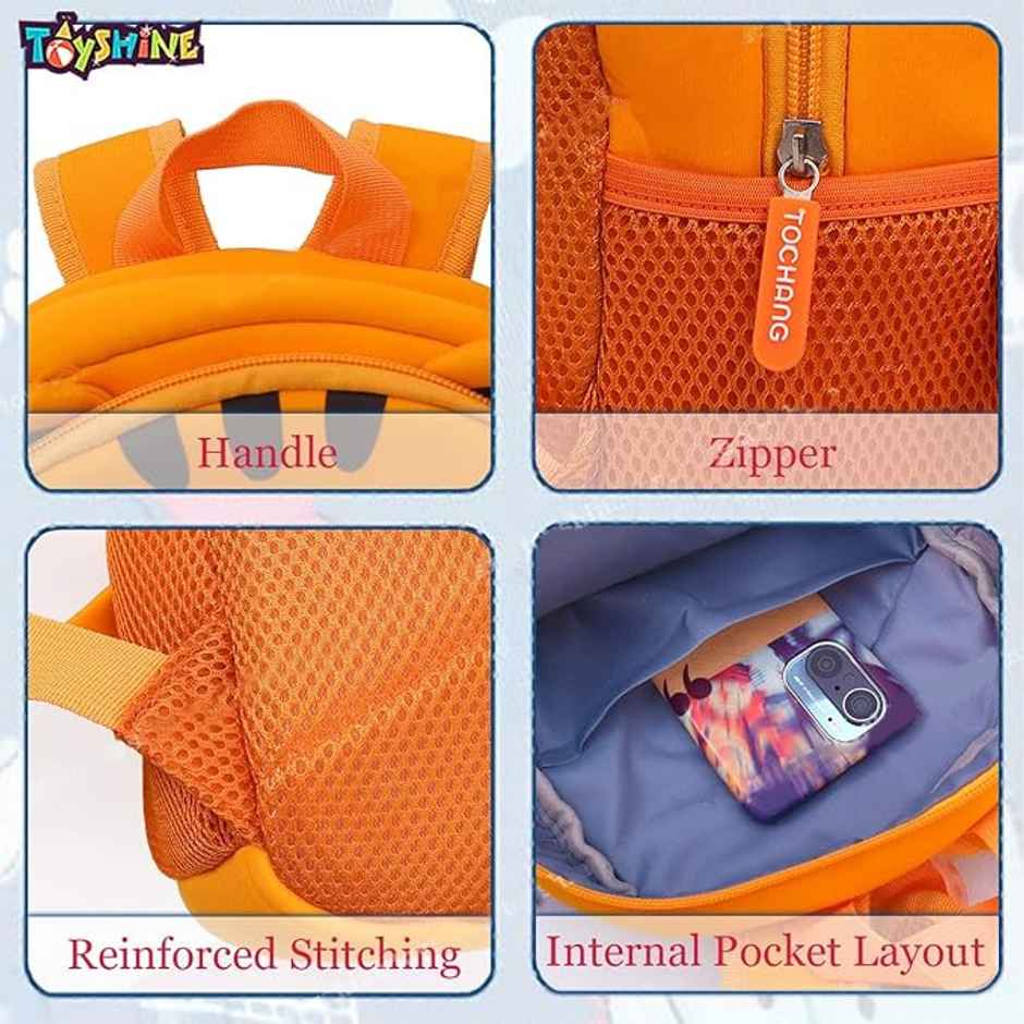 Toyshine Fun Animals Tiger Backpacks for Kids - Mini Size - Orange
