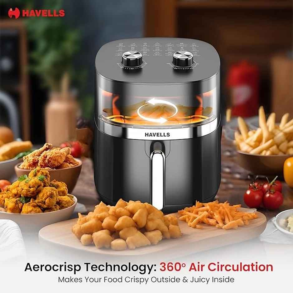 Havells Prolife Stellar Chef Air Fryer 5.5 Ltr | See Through Window