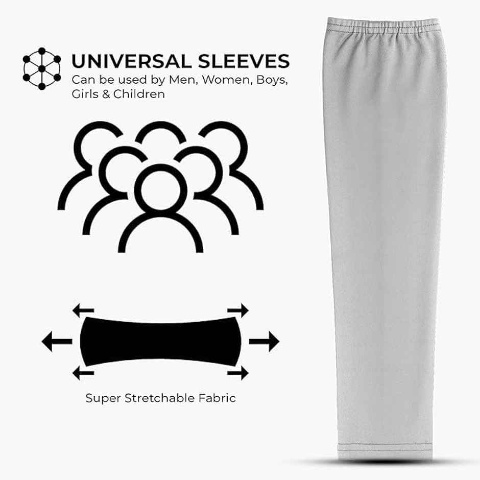 AUTOGUYS De Fit Unisex Arm Sleeves | UV Protection Compression & Cooling Effect | Grey | Pack of 2