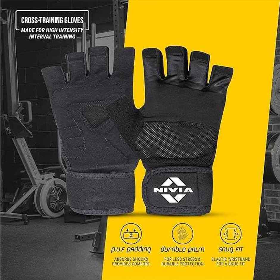Nivia Enduro Cross Training Gloves | Medium Size | Black