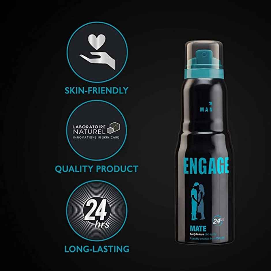 Engage Mate Deodorant For Men, Citrus & Fresh, Skin Friendly, Deo Spray