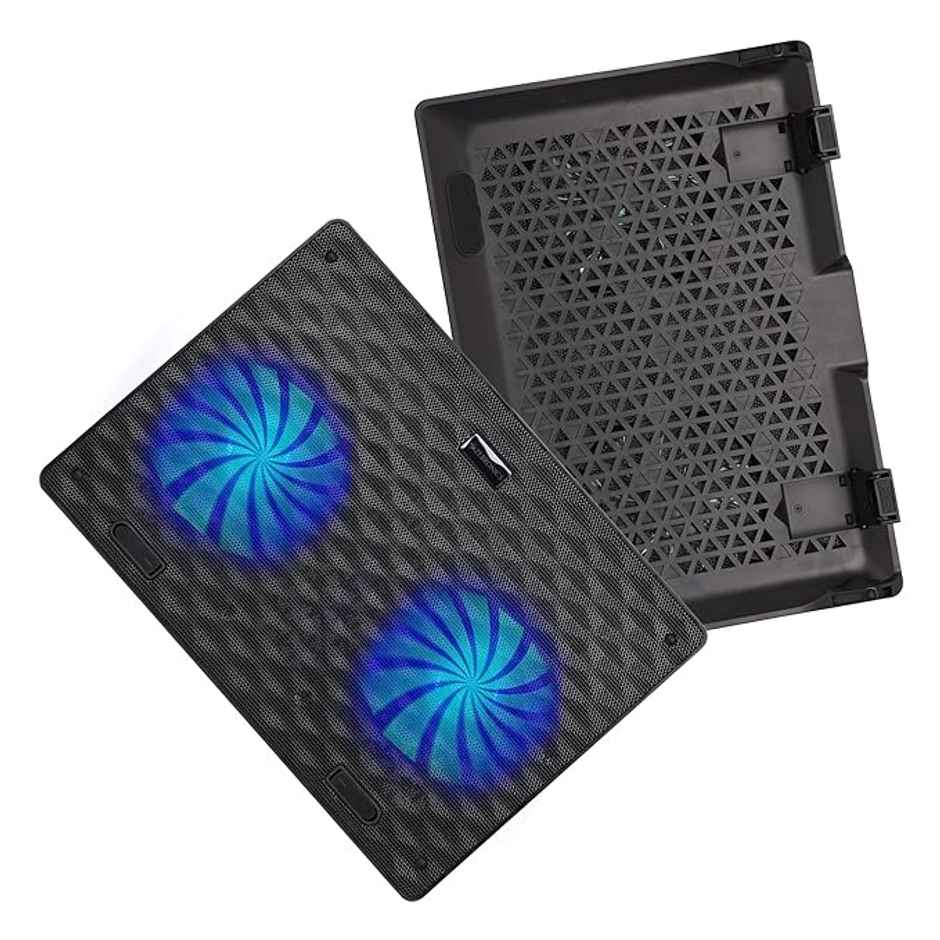 Zebronics Nc3300 Usb Powered Laptop Cooling Pad With Dual Fan, Dual Usb Port And Blue Led Lights - Black