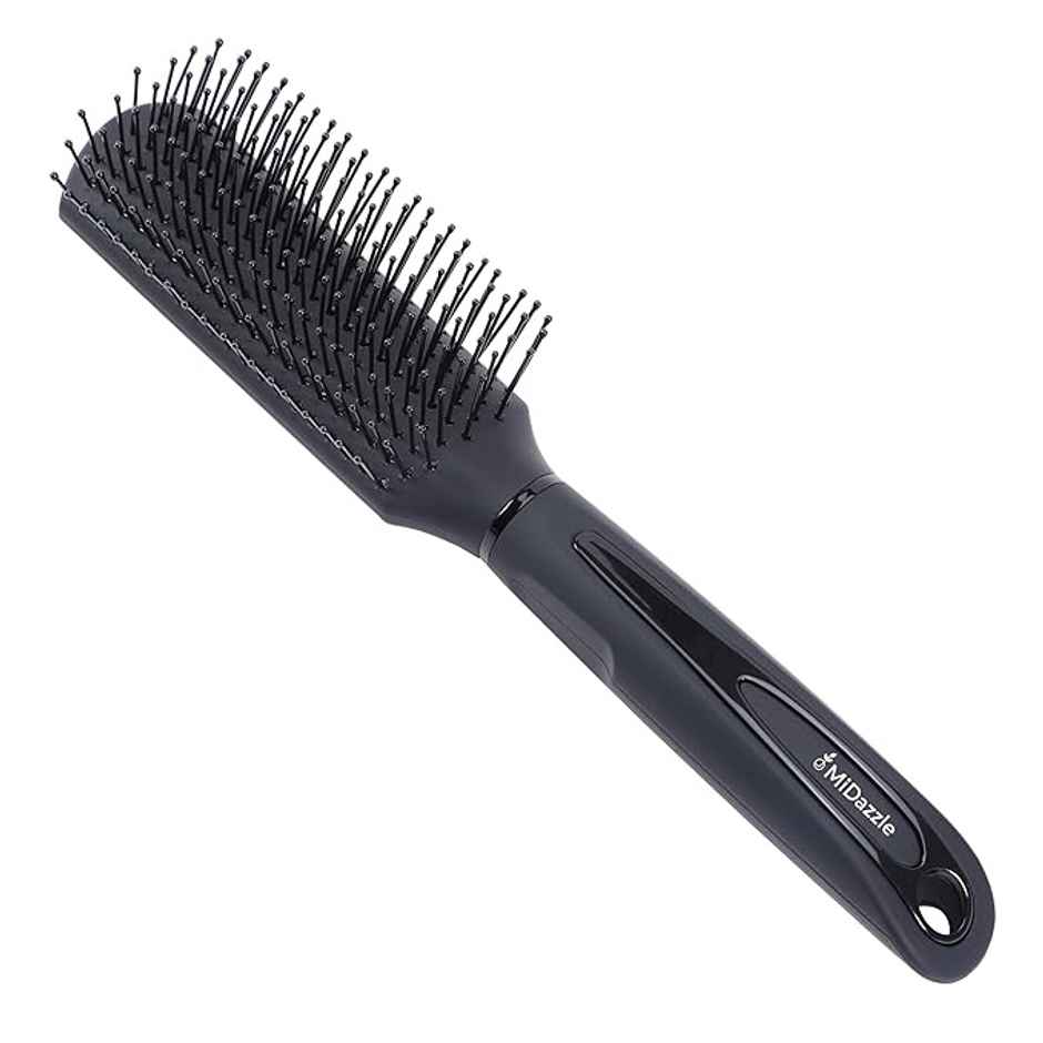 Midazzle Premium Flat Black silver Hair Brush | MIHB0004