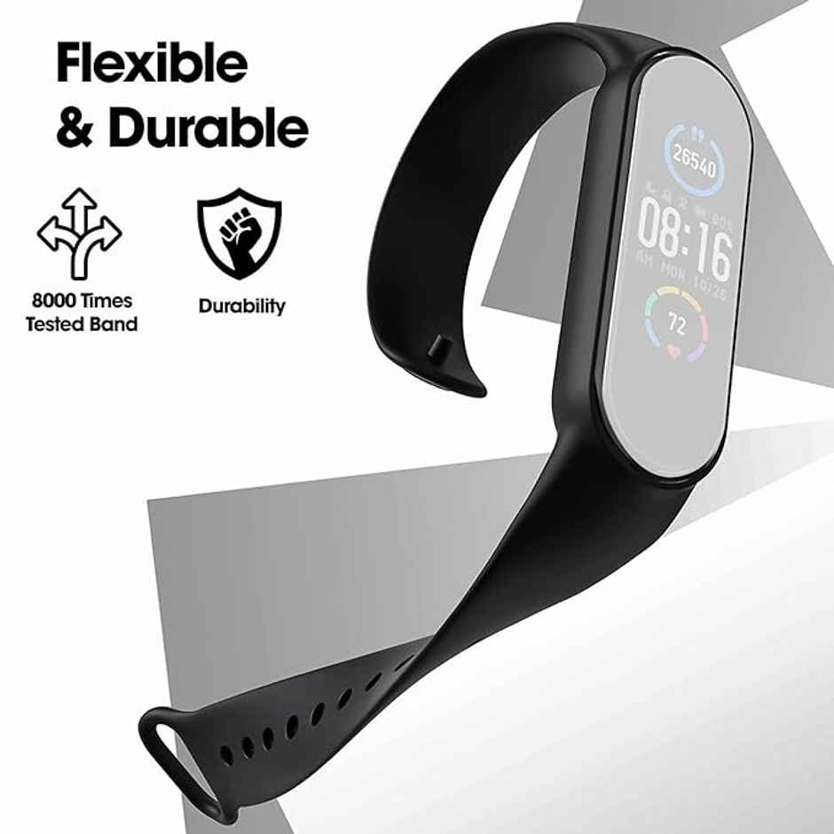 Sounce Adjustable Silicone Strap for Xiaomi Mi Band 5 | Not for Mi Band 3-4 (Black, Only Strap)