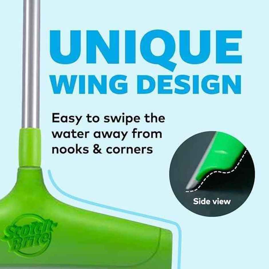 Scotch-Brite Bathroom Squeegee Wiper With Telescopic Handle | 30 CM | Green Combo