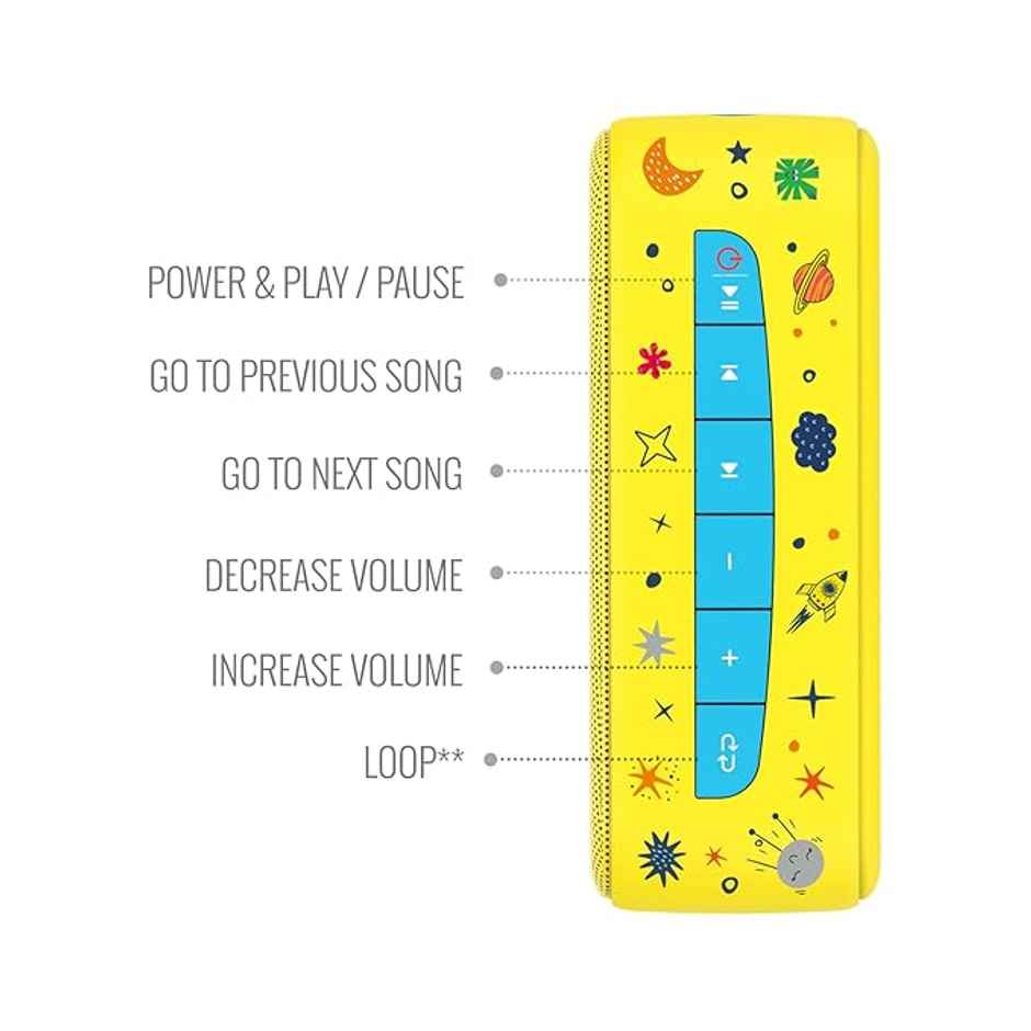 Carvaan Mini Kids Wireless Mic Bluetooth Speaker | 300+ Pre-Loaded Stories | Rhymes and Mantras | AUX, USB | 4 hours Playtime | Baby Yellow