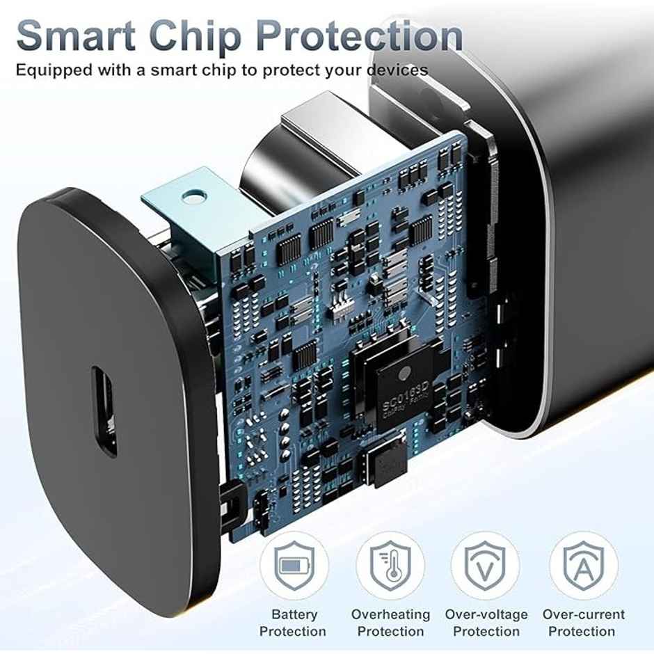 Sounce 45W Type-C Travel Adapter & USB-C Cable | Super Fast PD Charger for Samsung Galaxy | Black