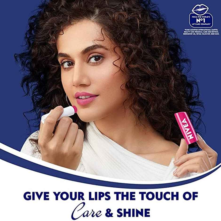 Nivea Lip Balm Watermelon Shine 24h Moisture with Natural Oils Pink Shine & Watermelon Aroma