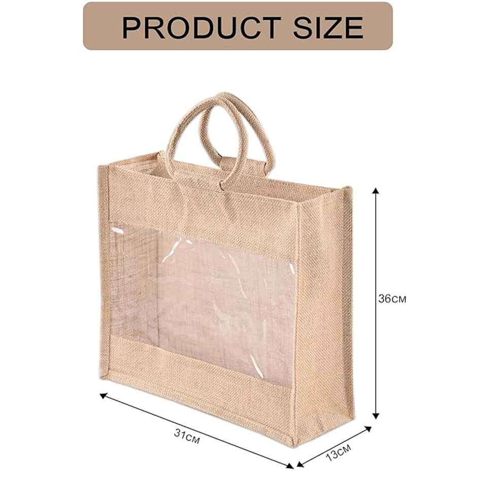 Kuber Industries Reusable Jute Grocery Bags for Shopping | Carry Jhola for Women | Brown