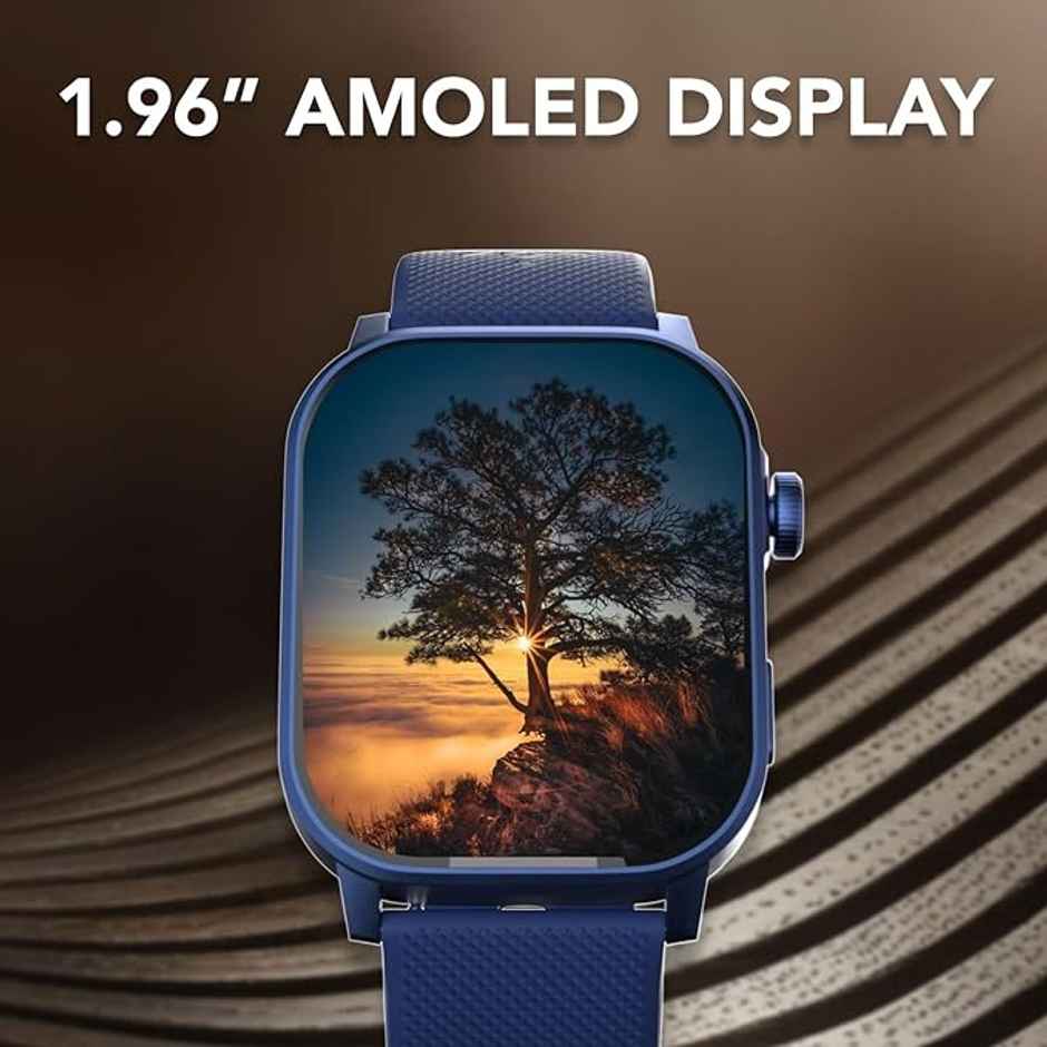 Cultsport Ace X 1.96" AMOLED Display, Live Cricket Score, AOD, BT Calling Smartwatch (Blue)