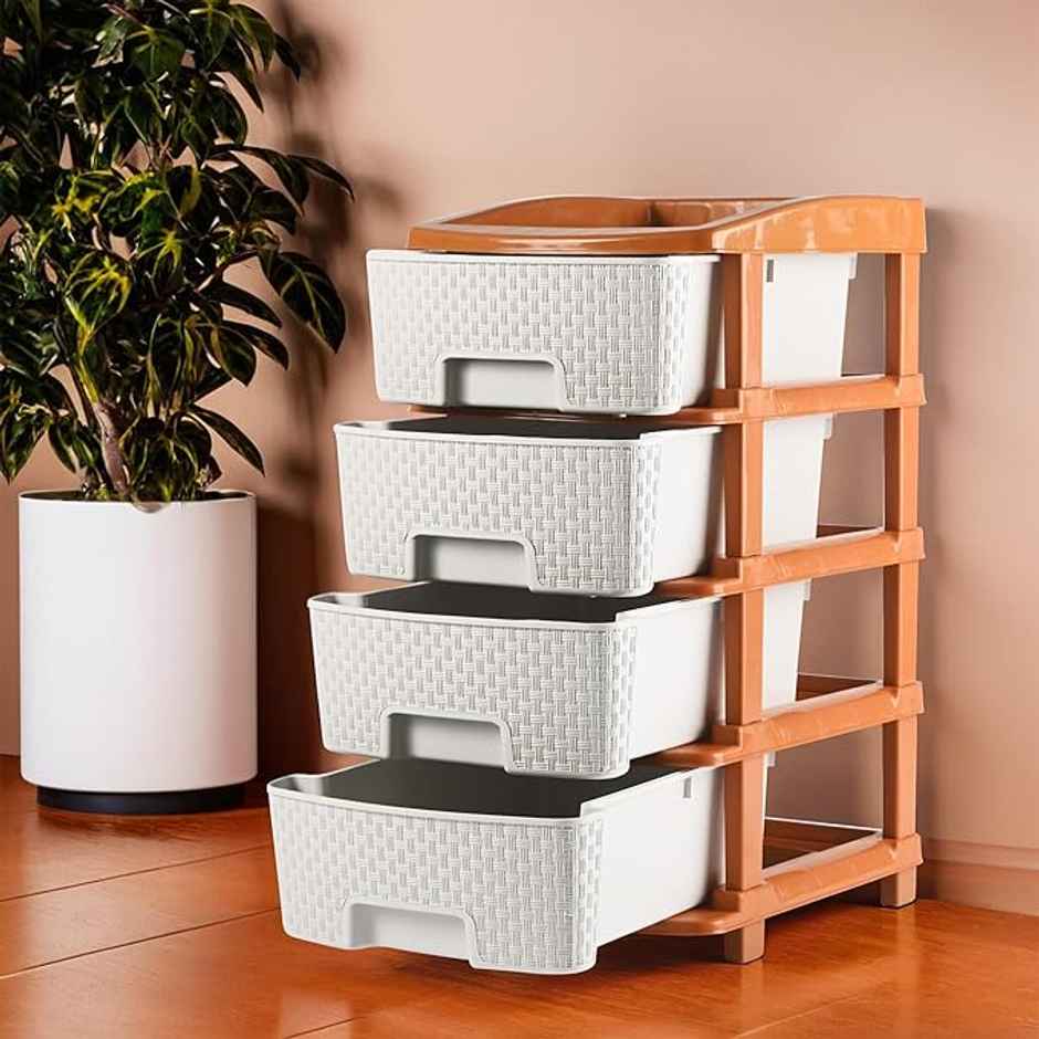 Kuber Industries 4-Tier Plastic Drawers Organizer | Durable Cabinets|Storage Rack for Kitchen