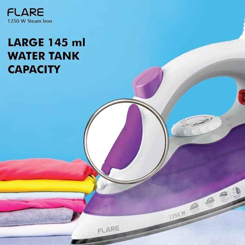 Havells Flare Steam Iron With Teflon Coated Sole Plate 1250 W (Purple)