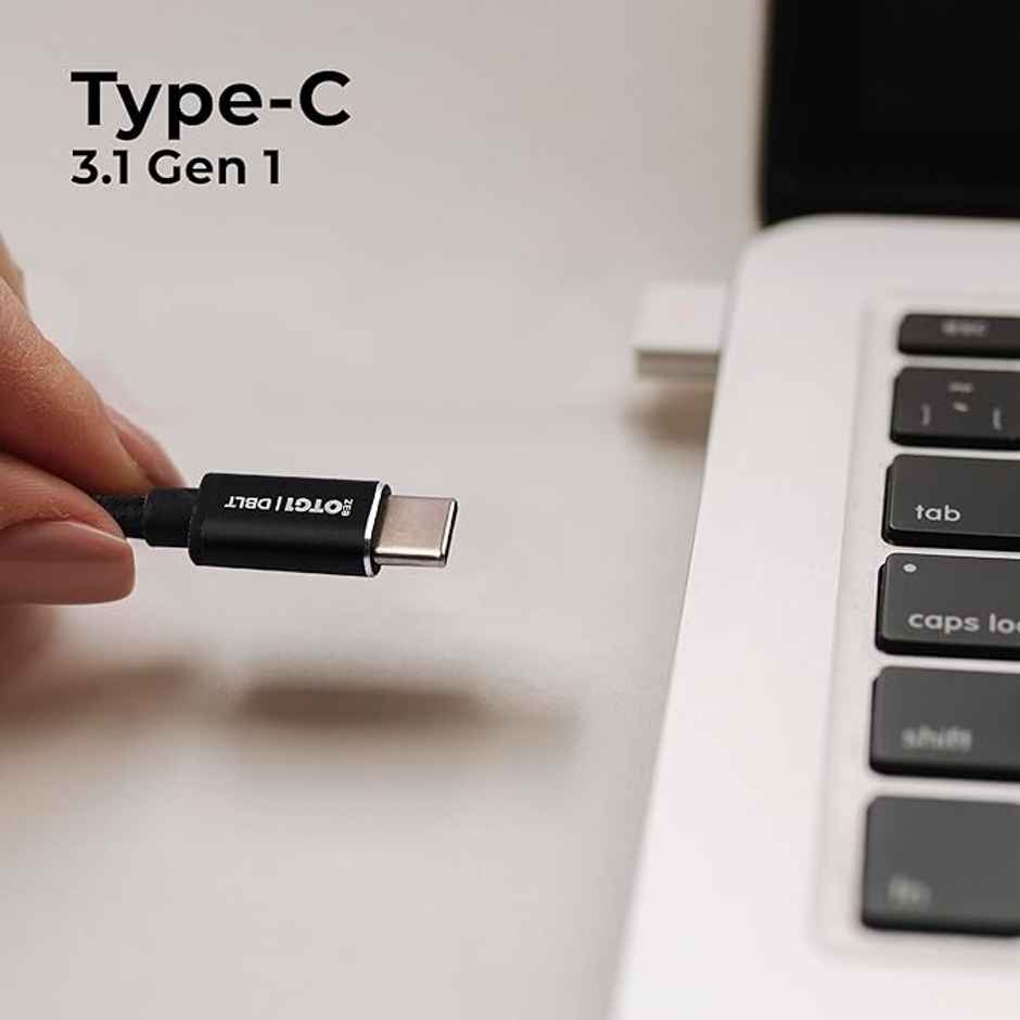 Zebronics OTG1 Type C to OTG Connector with Male Type-C 3.1 Gen 1, Female USB 3.0 5Gbps, 15cm Braided Cable, Metal Body, Sleek Design, for Smartphones, Tablets & Laptops - Black