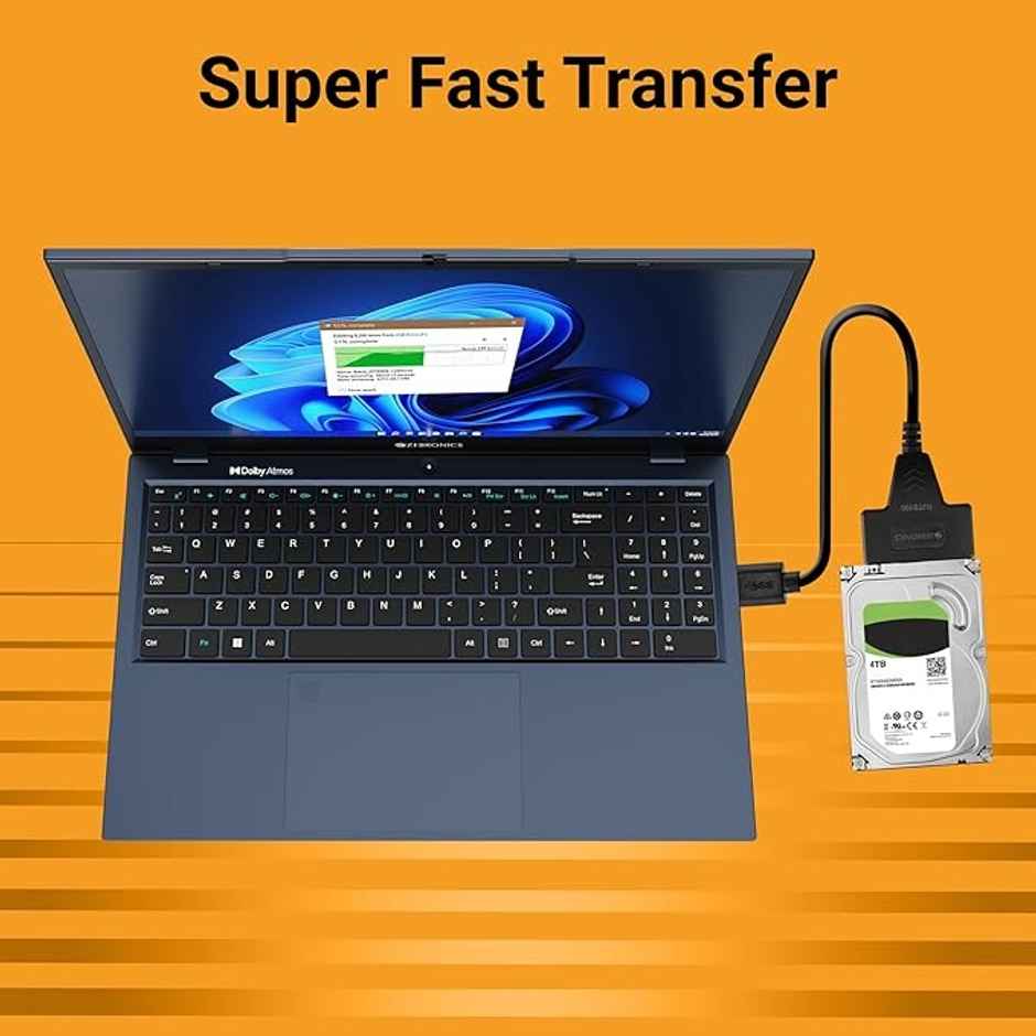 ZEBRONICS UTS100 USB 3.0 to SATA Adapter for 2.5 HDD/SSD with Plug & Play, Durable Material, Super Fast Transfer, Upto 5 Gbps - Black