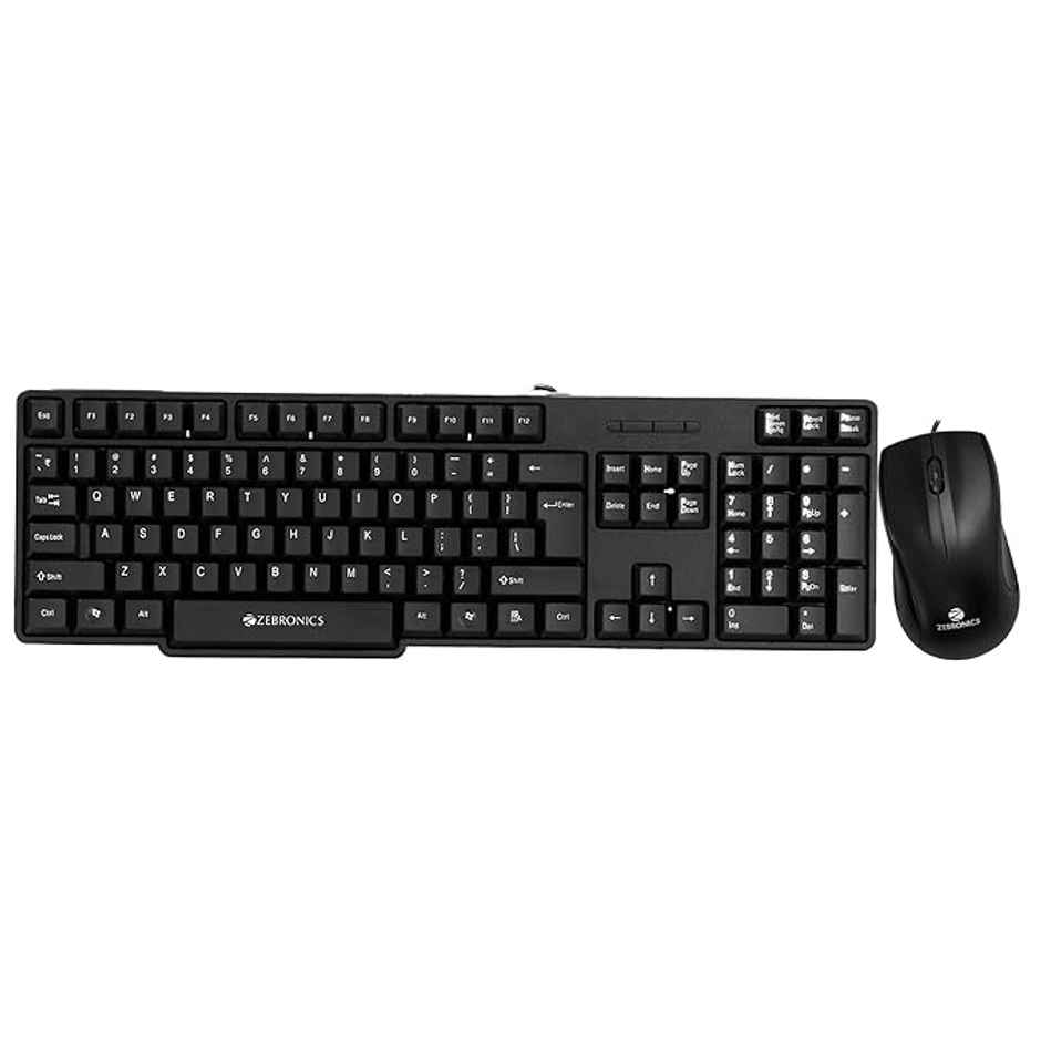 Zebronics JUDWAA 750 Wired Keyboard And Mouse Combo With 104 Keys And A Usb Mouse With 1200 Dpi - Black