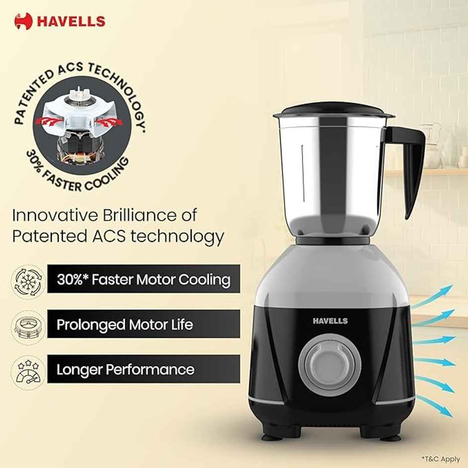 Havells Mixwell - N | 500 W | 3 Jar - Black
