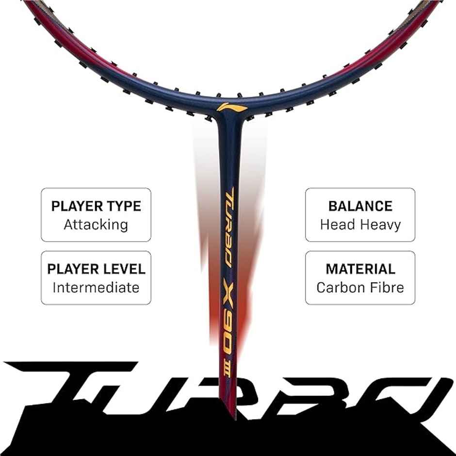 Li-Ning Turbo X Iii Carbon Fibre Strung Badminton Racket with Full Cover
