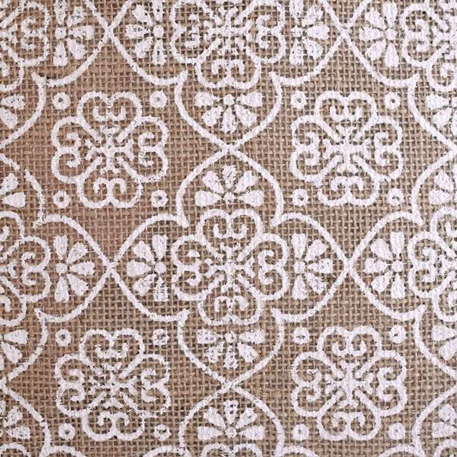 Kuber Industries Jute White Flower Grocery Bag with Handle|Medium|Brown