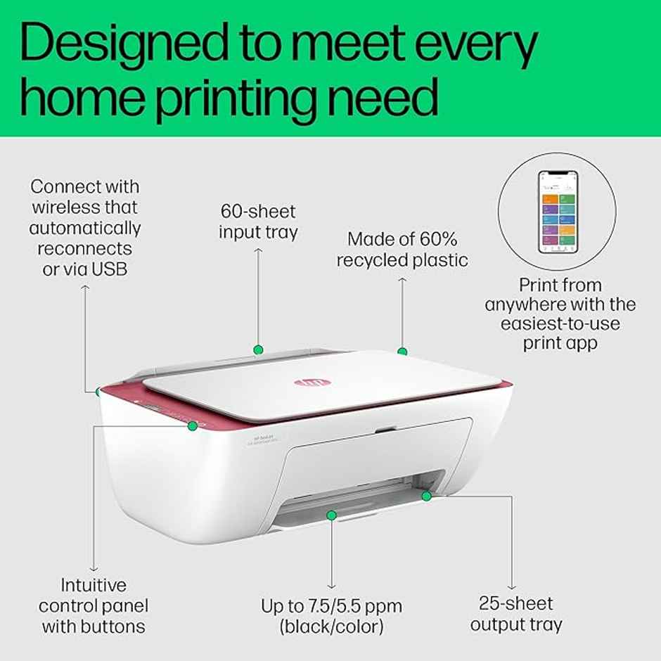 HP Ink Advantage Ultra 4929 Colour USB Print, Copy, Scan, Self Reset WiFi, Smart App Setup, Print Per Page Cost Starting at 44Paise/Page with 2 Additional Sets of Inks, Ideal for Home - White