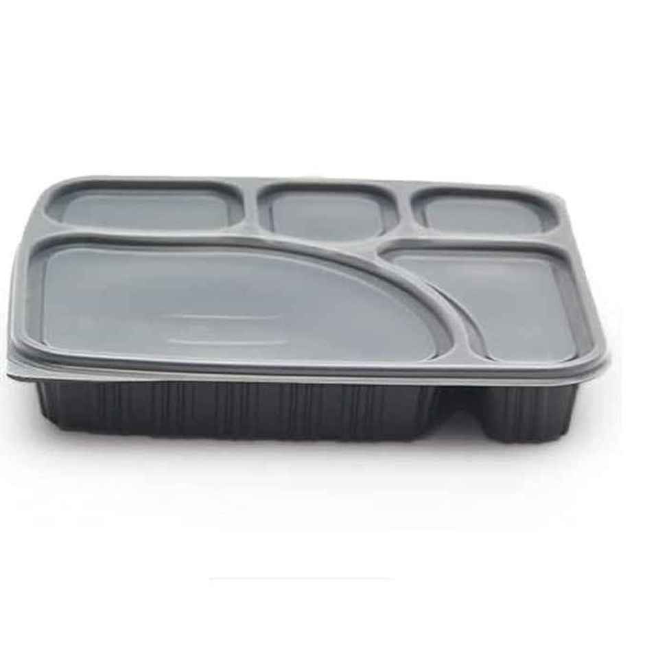 Disposable Platter Thali With Lid | 5 Compartment | 210 x 275 x 35 | Pack Of 5 | Tempware