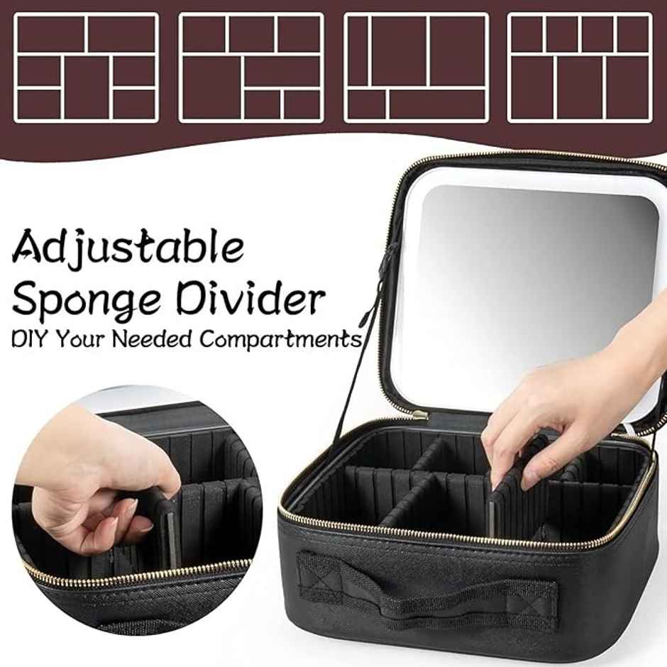 MAKEUP BY SITI Travel Makeup Bag With Led Mirror - Black