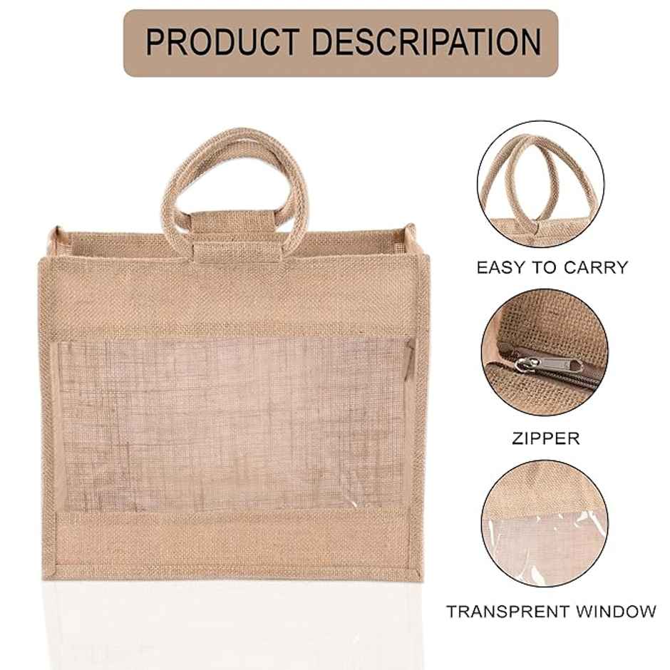 Kuber Industries Reusable Jute Grocery Bags for Shopping | Carry Jhola for Women | Brown