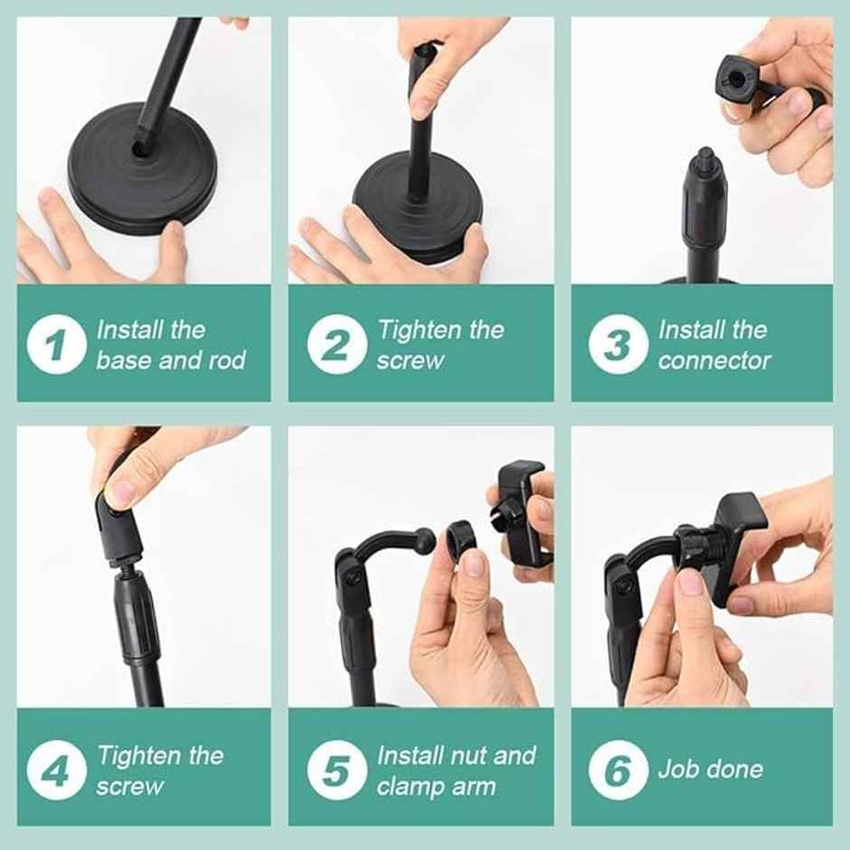 Sounce 360 Adjustable Mobile Phone Holder, Microphone Stand, Universal Phone Holder, Black