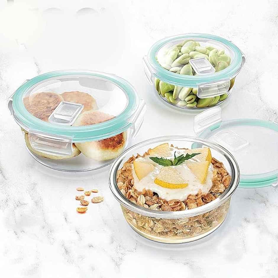 Treo By Milton Hi Borosilicate Clip Fresh Round Container, 400 ml, 1 Piece