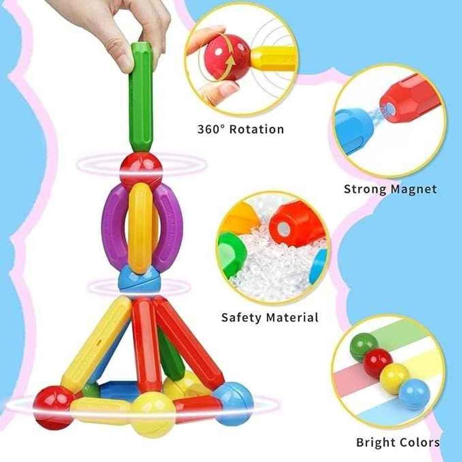Fablue Magnetic Sticks Building Blocks Educational Toy For Kids | Puzzle Game | 25 Pieces
