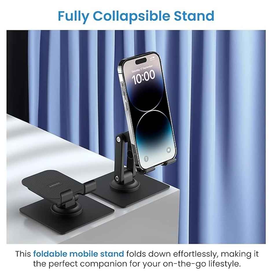 Ambrane 360 Rotation, Foldable Design Mobile Stand With Stable Metalic Round Base,(Twistand 360)