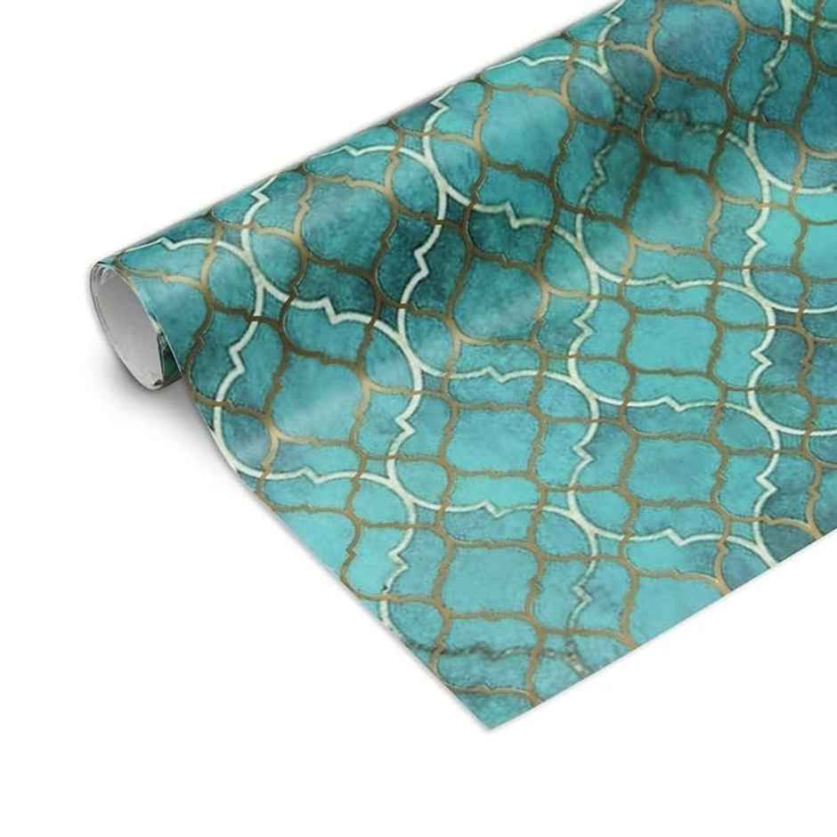 Itsy Bitsy Gift Wrapping Paper | Fleur Trellis Aqua Rhythm | 27.75 x 19.29 Inch | 1 Roll 5 Sheets