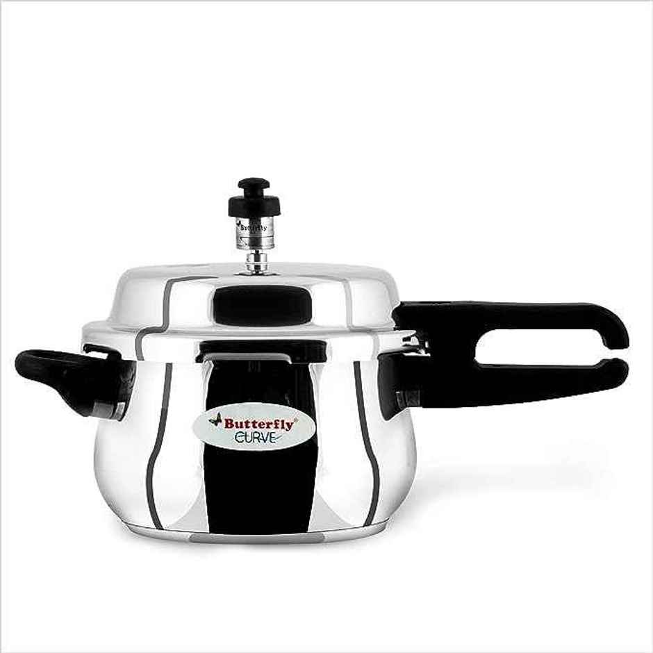 Butterfly Curve Stainless Steel Outer Lid Pressure Cooker, 3 Litre, Silver