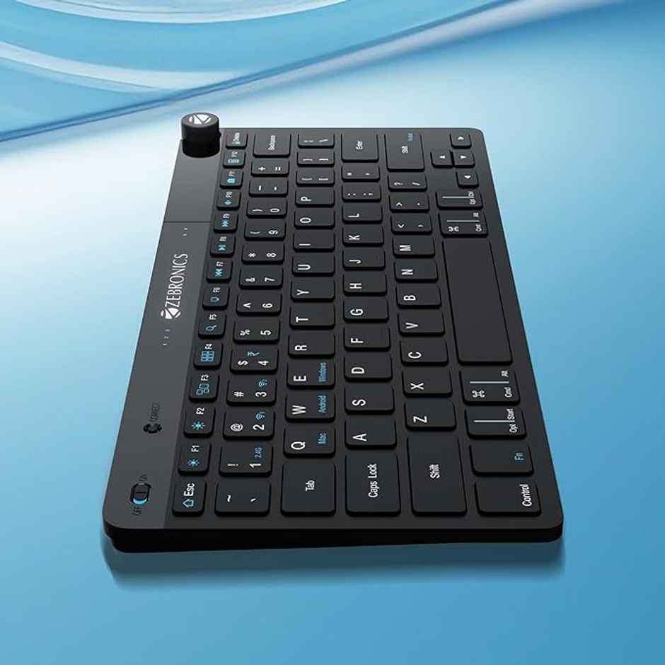 Zebronics KEYPAD X1 Wireless Bluetooth Keyboard, Scissor Switches, 2.4GHz & Dual BT for (Mac | Android | Windows), Volume/Media Control Knob, Integrated Multimedia Keys - Black