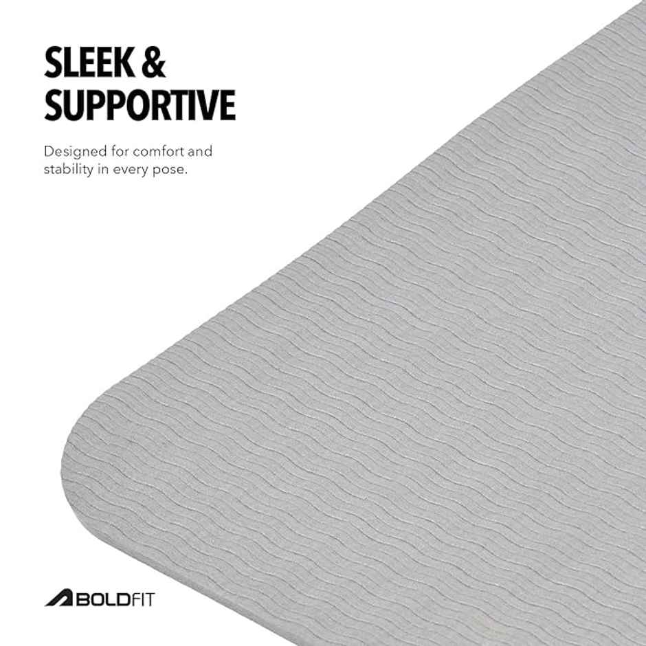 Boldfit EVA Yoga Mat Anti Slip Exercise Mat | For Gym & Home | Grey | 5 mm