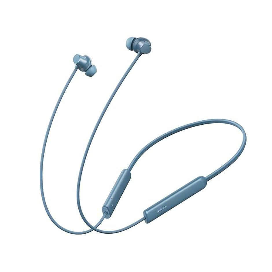 realme Buds Wireless 5 Lite in ear Bluetooth Neckband with 12.4 mm Dynamic Bass Boost | Haze Blue
