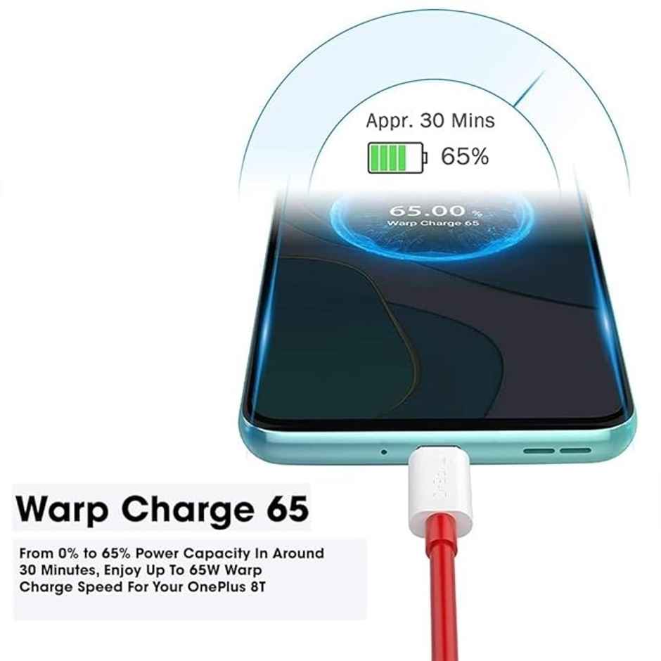 Sounce 65W Oneplus Dash Warp C to C Charging Cable, 6.5A Type-C To Usb C Pd Data Sync Fast Charging Cable Compatible With One Plus 8T/ 9/ 9R/ 9 Pro/ 9Rt/ 10R/ Nord & For All Type C Device Red, 1 Meter