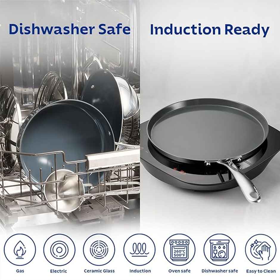 Tramontina Fusao Triply Ceramic Dosa Tawa | 28 cm | Induction Compatible