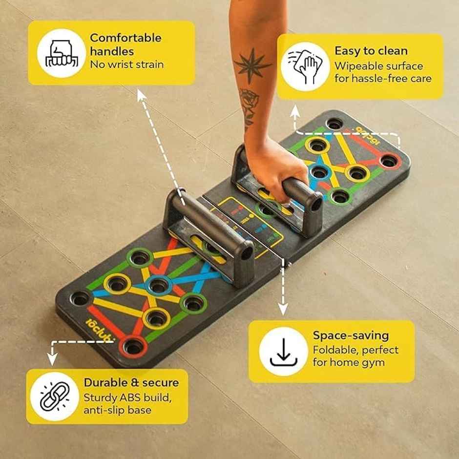 Mayor 15 in 1 Portable Push Up Board with Strong Grip for Home Gym Exercise | Multicolor
