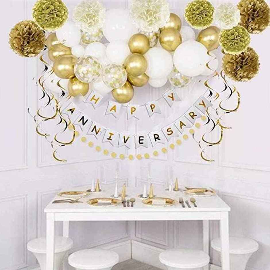 Happy Anniversary Banner | 16 Paper Flags | Colour May Vary | Se7en