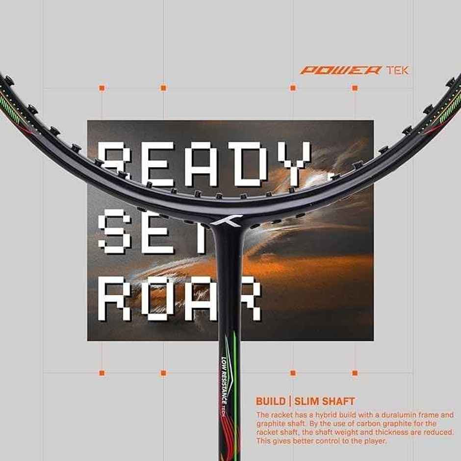 Hundred Powertek 1000 Pro Strung Aluminium & Graphite Badminton Racket With Full Cover