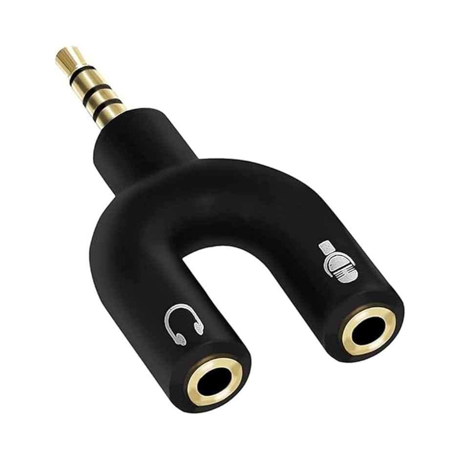 Sounce Audio Jack Headphones with mic | 3.5 mm Jack Splitter 2 Male 1 Female Black